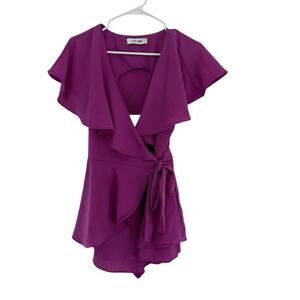 Do + Be Got My Ruffles On Your Mind Wrap Romper Women's Small Purple